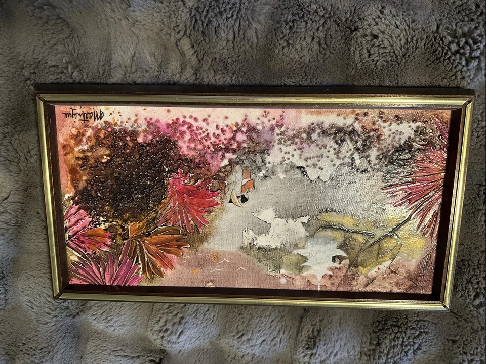 ORIGINAL ACRYLIC AND MIXED MEDIA ON CANVAS SIGNED ARTIST LIN MARTINIQUE 8”x16” - Image 4 of 4