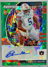 2020 Prizm Draft Picks Derrick Brown Rookie Green Cracked Ice AUTO /18