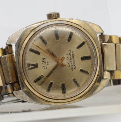 ELGIN 17 GALAXIE 33x38.6mm CASE 17mm LUG WRIST WATCH CAL. UT 29, FOR REPAIR (JQ)