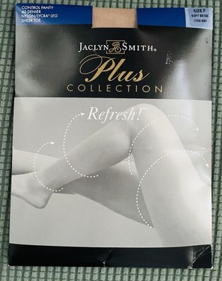 Jaclyn Smith Plus Collection Refresh Pantyhose Control Panty Soft Beige F