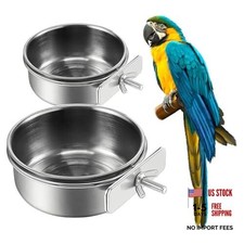 2Pcs Stainless Steel Bird Feeding Bowls, Small Bird Feeding Cup, 3.93", 4.72"