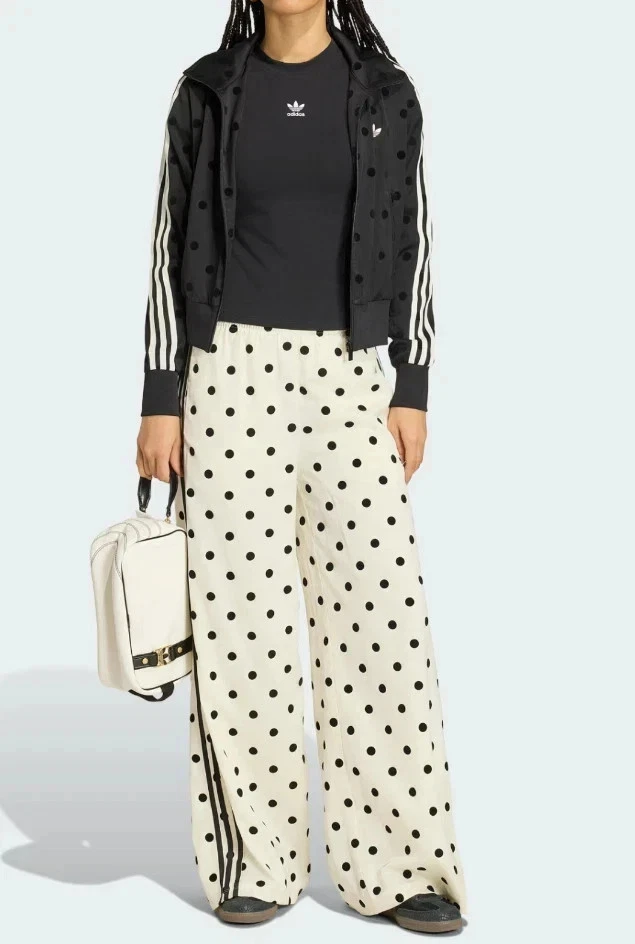Adidas Originals Satin Polka Dot Pants Wide Leg Women Asia Fit KV1168 NWT
