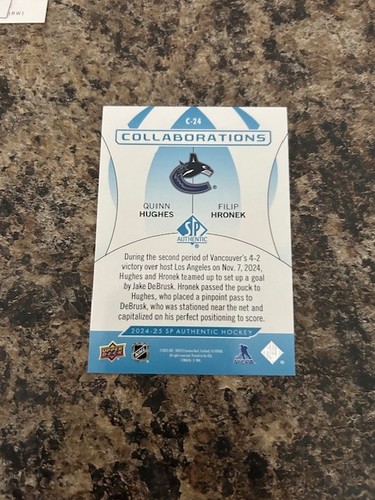 2024-25 SP Authentic Blue Collaborations Quinn Hughes Filip Hronek #C-24 - Picture 2 of 2