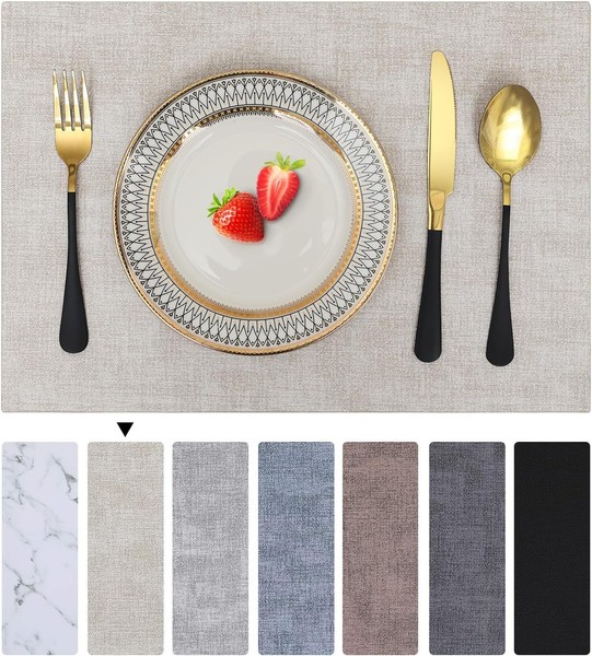 Tischsets Abwaschbar 6Er Set Beige FüR Esszimmer KüChe Tischdeko 6 StüCk-image
