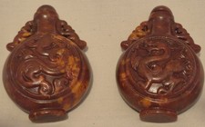 Pair Of Chinese Moon Flask Hard Stone Perfume Bottles