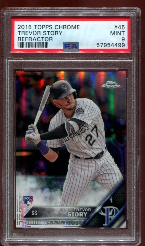 2016 TOPPS CHROME REFRACTOR TREVOR STORY RC #45 PSA 9 MINT