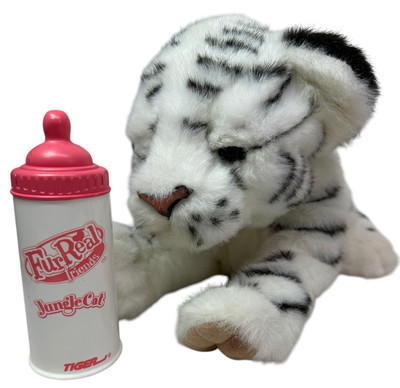 WORKS w/ BOTTLE Furreal Friends Jungle Cat White Wild Tiger Cub 2006 Plush  66540