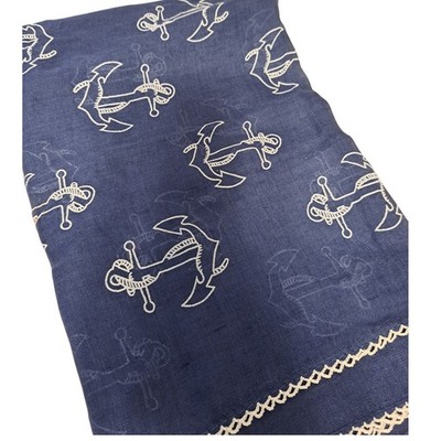 NWT Elsie & Zoey Blue Anchor Print Scarf Lightweight Cotton Polyester Blend