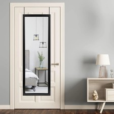 NeuType 55" x 16" Over The Door Full Length Mirror with 2 Metal Hangers Black