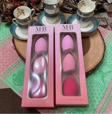 MHB 3Pcs Set  x 2 Boxes w/ Box Pink & Red Makeup Foundation Sponge  Puff 
