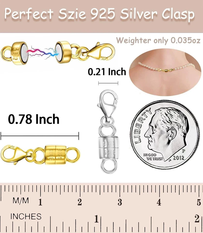 Cierres magnéticos para collar 8 piezas - plata de ley Foto 4 de 4