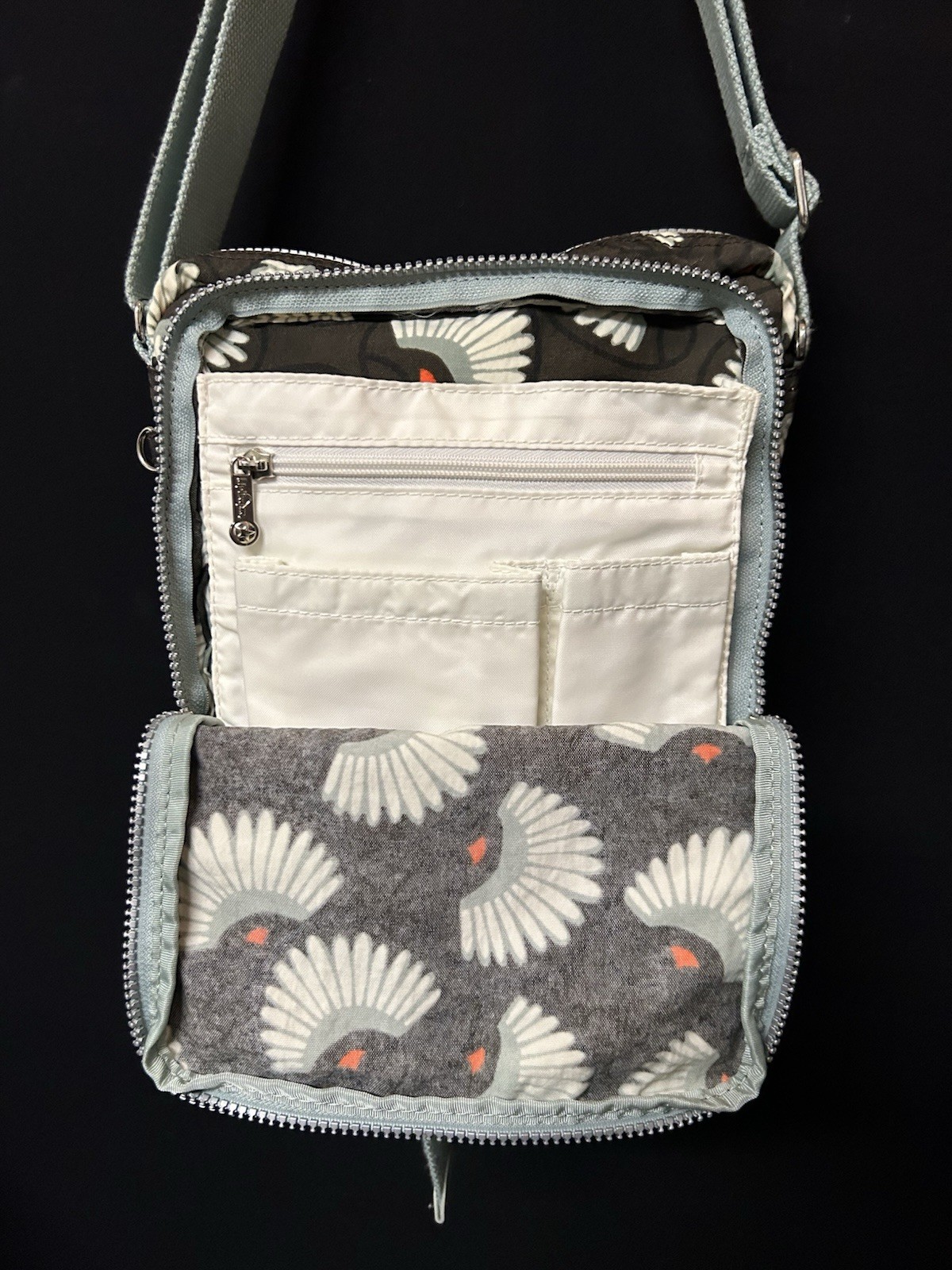 Kipling Floral Pattern Crossbody Multiple Compart… - image 9