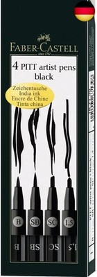Faber-Castell 167139 - Tuschestift Pitt artist pen 4er Packung: 1.5, SC, SB, B,