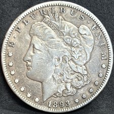 1893 CC MORGAN SILVER DOLLAR VF+++/XF DETAILS RARE KEY DATE CARSON CITY COIN
