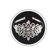 Glitter Silver Crystal Tiara Elegant Rhinestone Pearl Crown Wedding Prom Part...