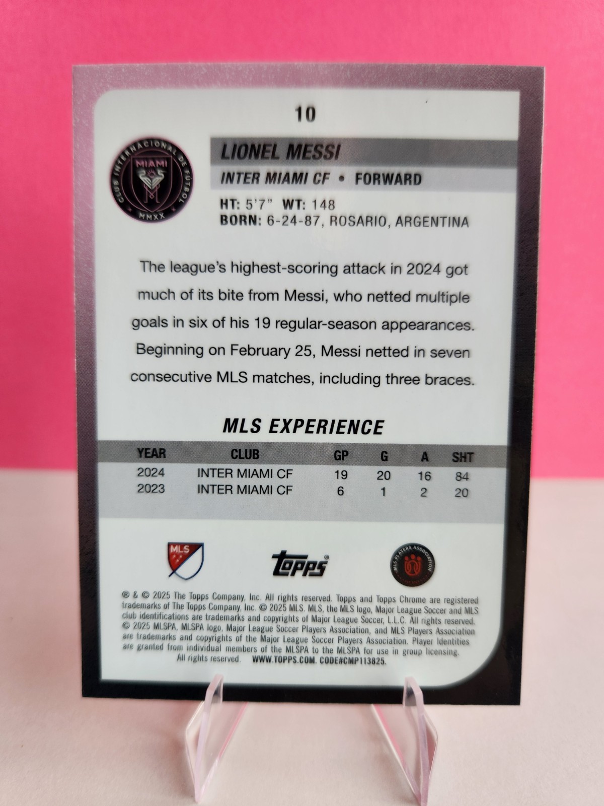 2025 Topps Chrome MLS Lionel Messi #10 Magenta Pulsar Refractor Inter Miami view 2
