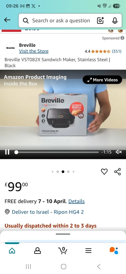 Breville VST082 Ultimate Deep Fill Toastie Maker -Black 2 Slice Sandwich Toaster - Image 2 of 4