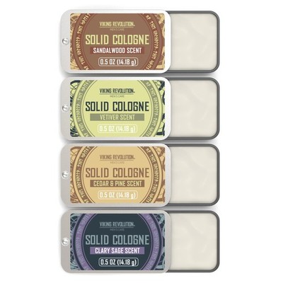 Solid Cologne for Men - Cedar Wood, Clary Sage, Vetiver, Sandalwood - 4 Pack