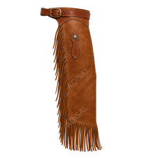 ADISAL- Vintage Style Brown Leather Chaps   Rodeo Bull Riding Cowboy Outfit