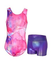 Gymnastics Leotards for Girls Sparkly Tumbling 7-8 Years Purple Gold Set