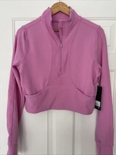 90 Degree by Reflex Rib Academy Half Zip Active Shirt Top Pink Purple Large L