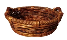 Beautiful Woven Rustic Rattan Fruit Bread Basket Round With Handles