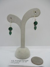 Green Emerald Faceted Sterling Silver Dangle Earrings