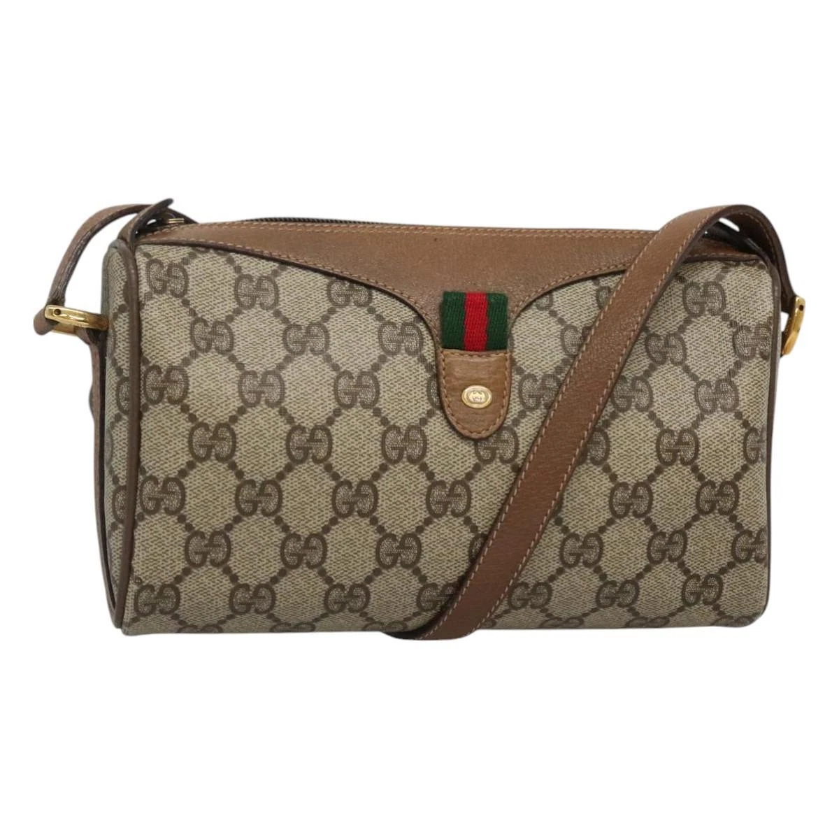 Sac GUCCI GG Supreme Web Sherry Line PVC beige vert rouge 89 02 018 authentique EC909