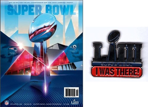 SUPER BOWL 53 NATIONAL 2019 PROGRAM WITH "I WAS THERE" PIN NFL SUPERBOWL LIII - Picture 1 of 3
