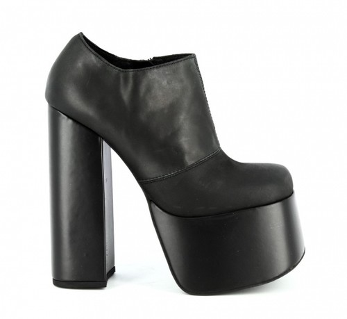 ORIGINALI JEFFREY CAMPBELL DRUELLA NERO PELLE STIVALI CON PLATFORM  TRONCHETTO | eBay