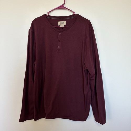 Boston Traders Long Sleeve Henley T Shirt Size XL Men's Burgundy New - 第 1/8 張圖片