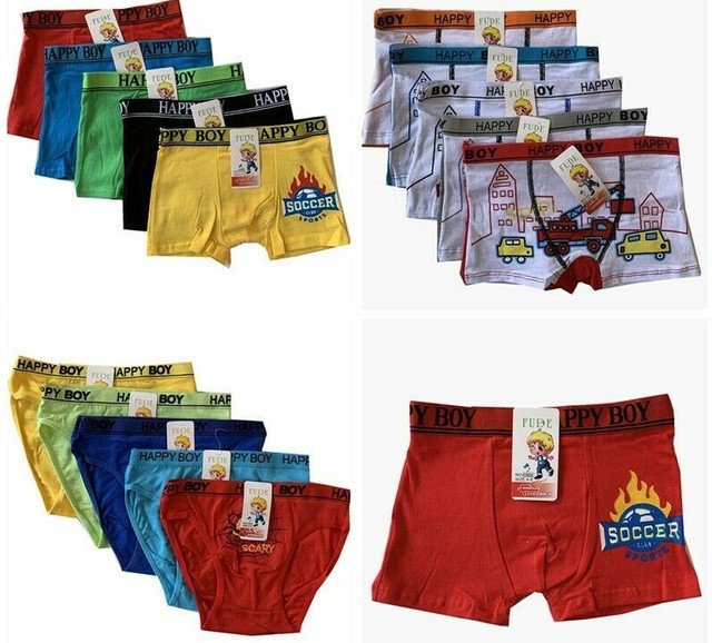 Lot of 5 Kids Boys Cotton Brief Panties Knickers Boyshort Underwear