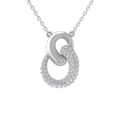 10k Weißgold 0,2Ct Diamant Interlock Anhänger Halskette mit 18'' Silberkette