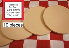 10 Pcs Of Vegetable Tanned Leather Round Shape, 7 to 8 oz. Various Sizes.