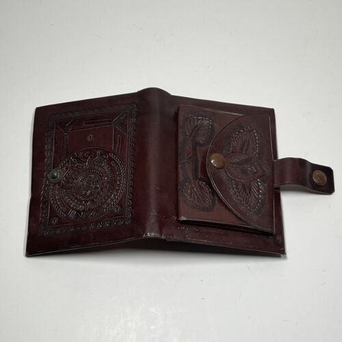 Vintage Mexico Hand Made Wallet Leather - 7” - See Description - Original Papers - Picture 1 of 14