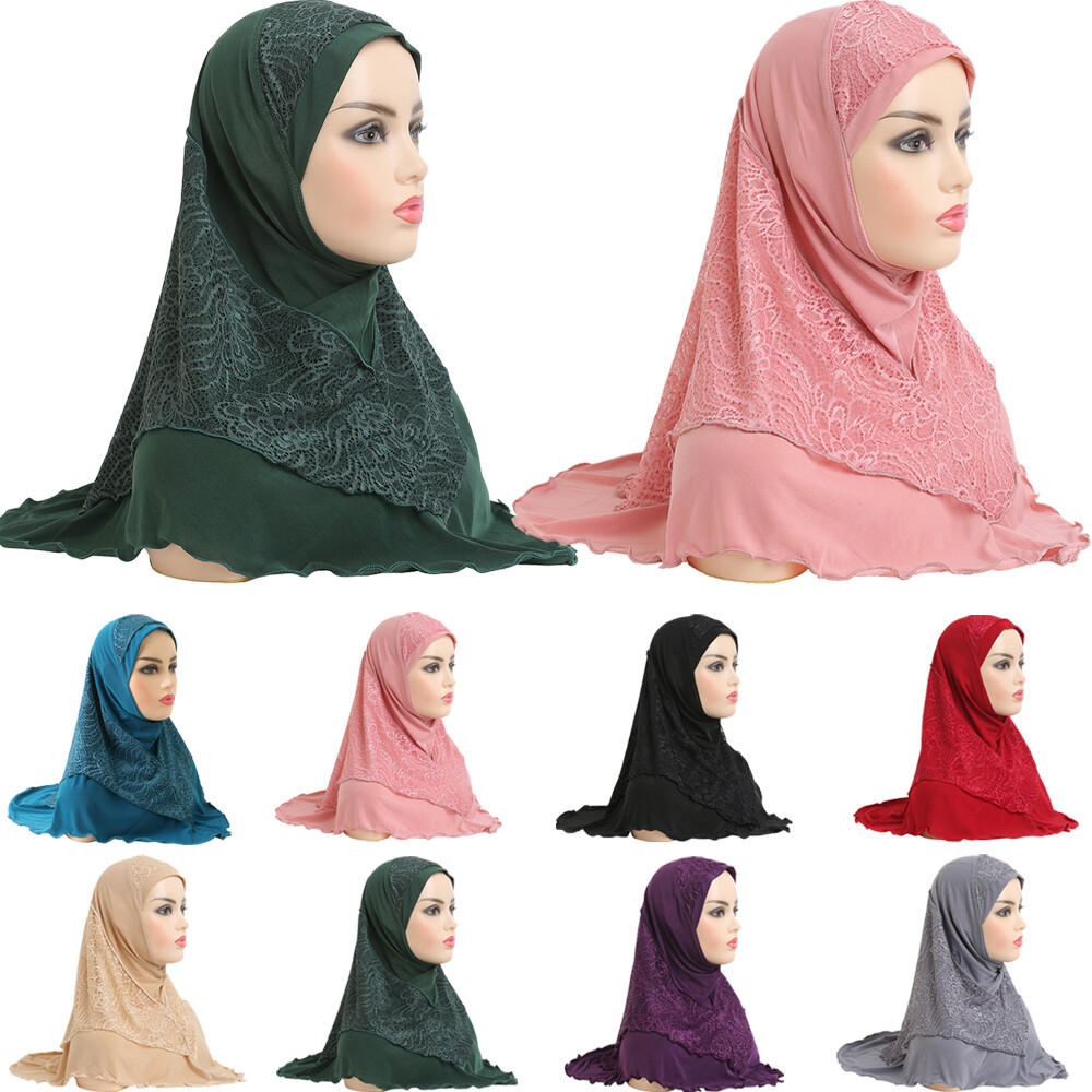 12pcs Women Hijab Amira Scarf Muslim Prayer Turban Instant Wrap Shawls Islamic