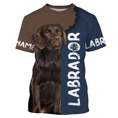 Chocolate Labrador Custom Name 3D T-SHIRT US Size Dog Lover Gift