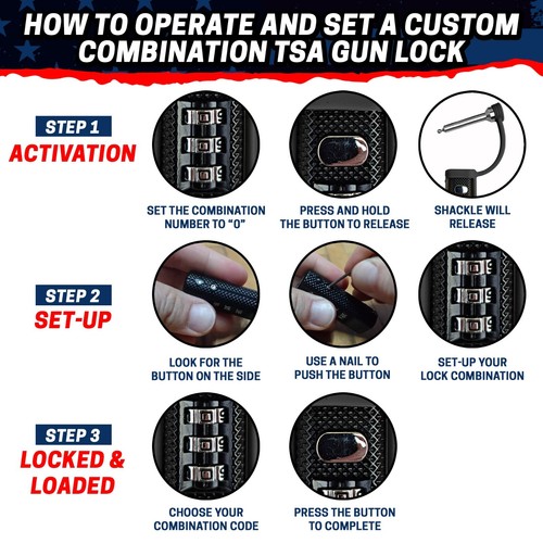 TSA Approved 2 Pack Gun Case Lock - Padlock for Revolver Cases - Child Safe - Picture 6 of 6