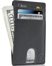 Genuine Leather Slim Card Holder Minimalist Wallets For Men  Women RFID
