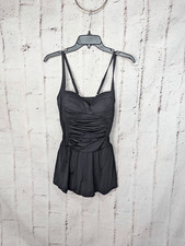 Rose Marie Reid Women One Piece CrossOver Skirted Swimsuit Black Size S NWOT