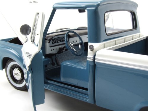 Ford F-100 Custom Cab Pick-Up 1965 Azul Coche a Escala Blanco 1:18 Sun Star - Imagen 6 de 11