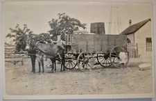 Vintage Postcard RPPC Horse Drawn Wagon Little Girl Farm AA84