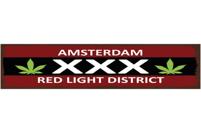 Ontrada Blechschild 46x10cm gewölbt Amsterdam XXX red light district Deko Schild