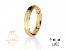 10K Yellow Gold 4mm Milgrain Edge Wedding Band Ring-Comfort Fit Matte Brushed