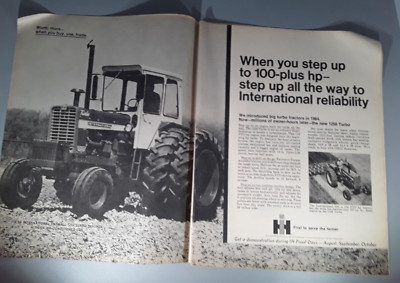 Original 1969 International Tractor 2-Page Magazine Ad ''100-Plus HP''