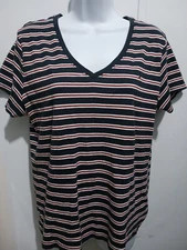 Tommy Hilfiger Womens Striped V Neck T Shirt Size XL