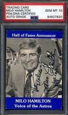 Milo Hamilton Gem Mint 10 PSA DNA Signed 1990s Hall of Fame Card Autograph