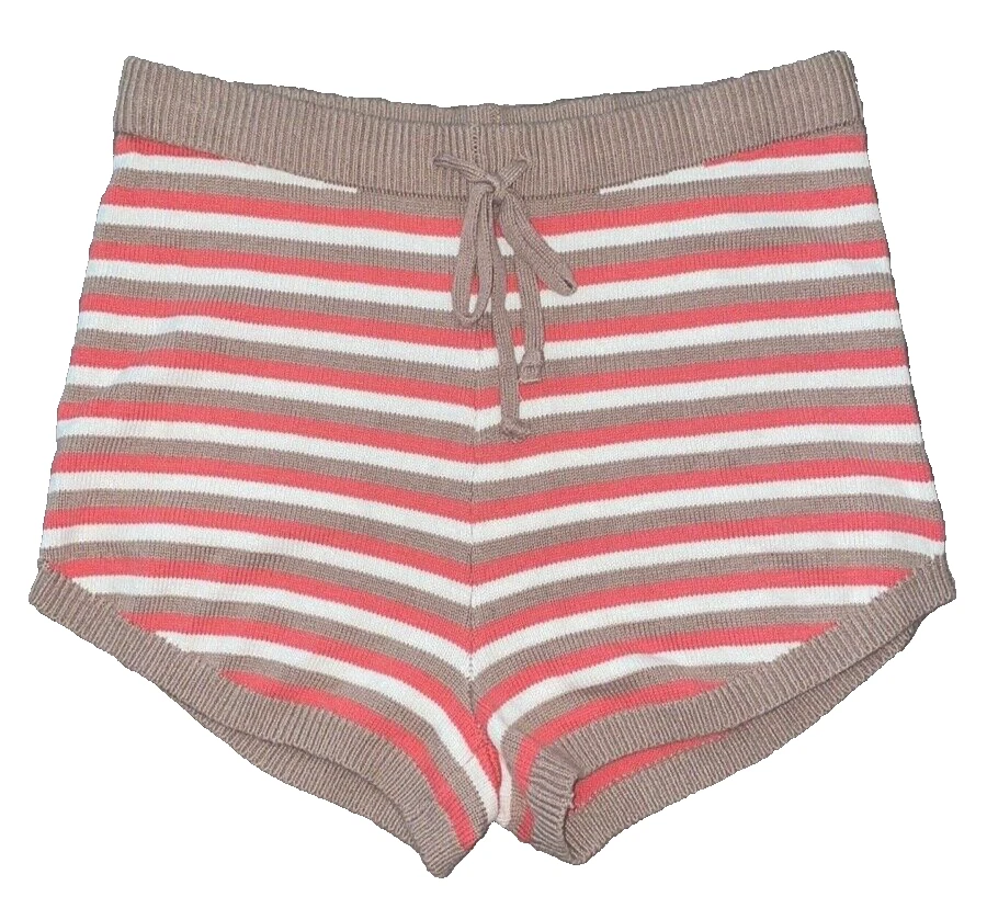 Gilly Hicks Women’s Knit High Waist Shorts size L NWOT Drawstring Striped Cotton - Image 4 of 4