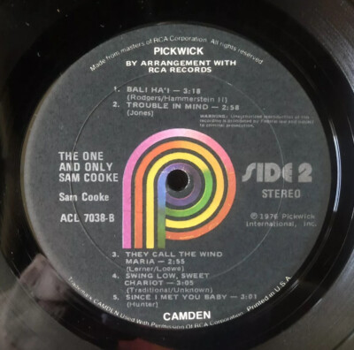 SAM COOKE The One And Only LP 1977 Pickwick ACL-7038 - VG+ Vinyl