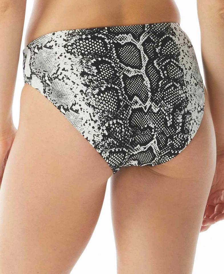 Parte inferior de bikini reversible de pierna alta con estampado de piel de serpiente negra Vince Camuto para mujer... Foto 2 de 3